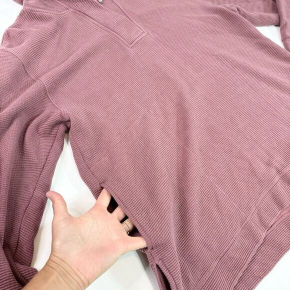 Athleta Sweater Womens Large Red Solid Long-Sleeve Pullover Hoodie Comfy Waffle - Picture 2 of 9